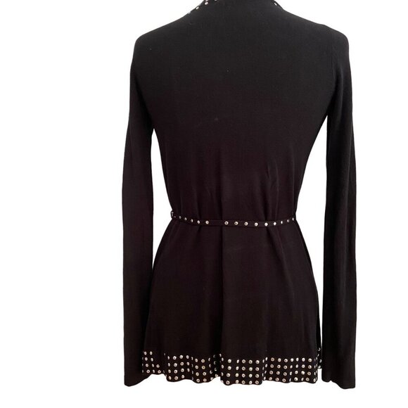 Danier Black Studded Cardigan With Belt Long Sleeve Open Front Womens XS - Picture 6 of 14